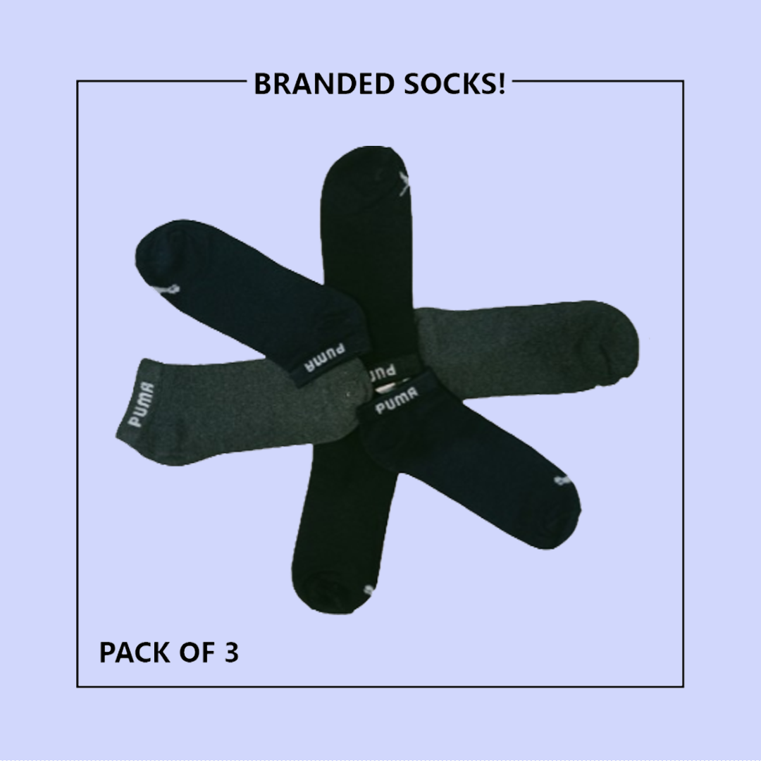 P-U-M-A Export-Leftover Branded Ankle Moza Socks (PACK OF 3) - Image 2