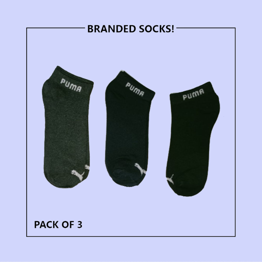 P-U-M-A Export-Leftover Branded Ankle Moza Socks (PACK OF 3) - Image 3