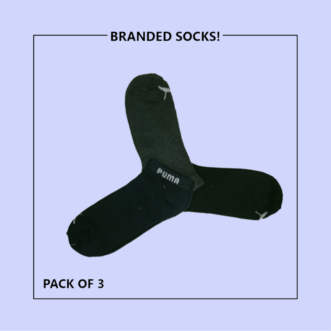 P-U-M-A Export-Leftover Branded Ankle Moza Socks (PACK OF 3) - Image 4